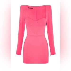 Alex Perry Grant Sweetheart Long Sleeve Corset Mini Dress Fitted Bodycon
